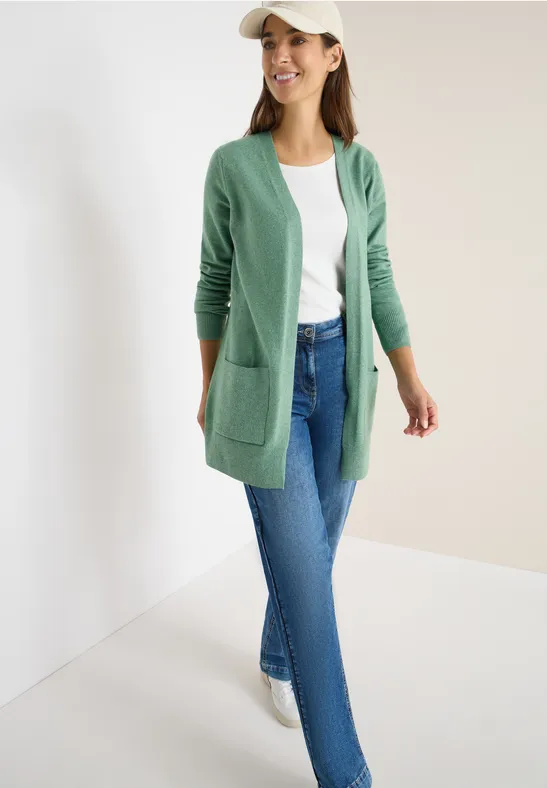 Cecil Damen Offener Cosy Cardigan in Grün, Gr: S