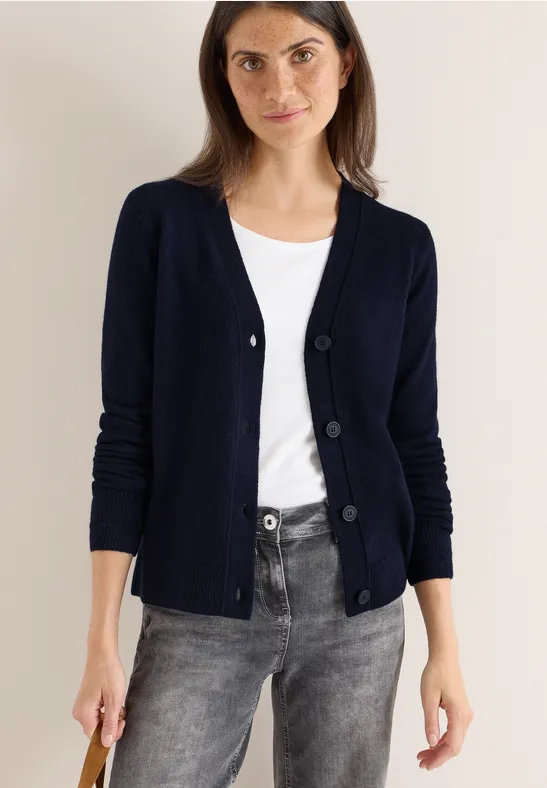 Cecil Damen Softer V-Neck Cardigan in Blau, Gr: XXL