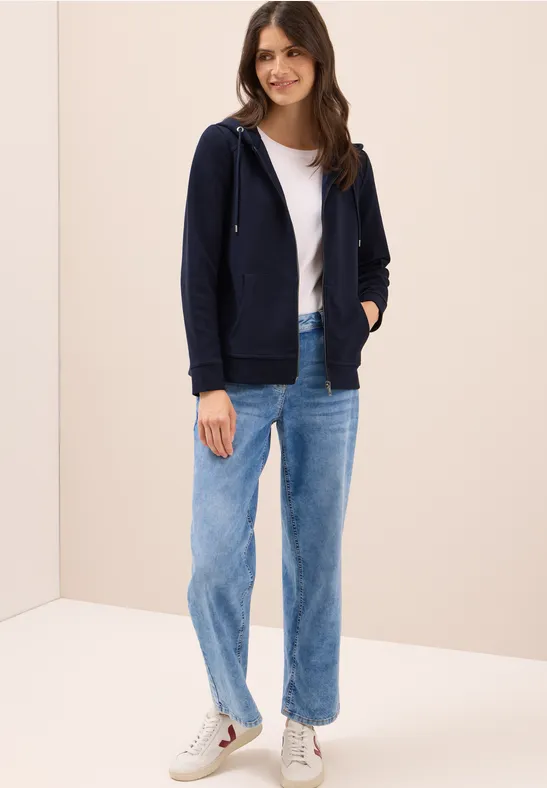 Cecil Damen Sweatjacke mit Struktur in Blau, Gr: XL