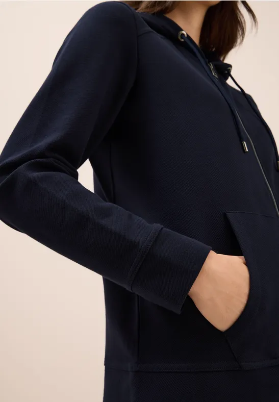 Cecil Damen Sweatjacke mit Struktur in Blau, Gr: XL