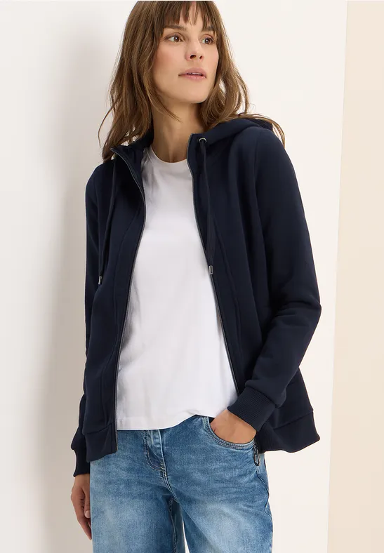 Cecil Damen Sweatjacke mit Kapuze in Blau, Gr: XS