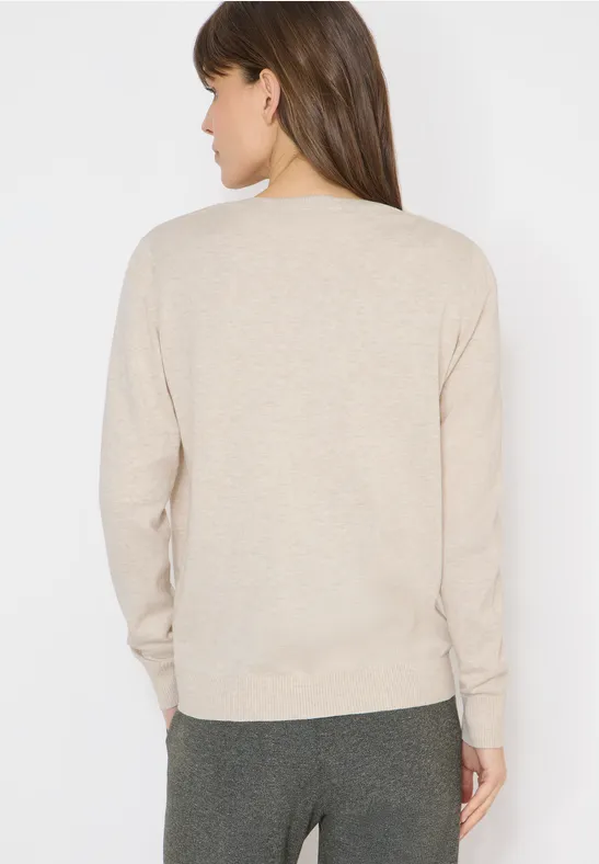 Cecil Damen Basic Cardigan mit Rundhals in Beige, Gr: S
