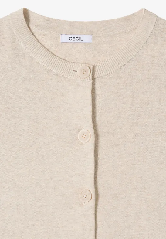 Cecil Damen Basic Cardigan mit Rundhals in Beige, Gr: S