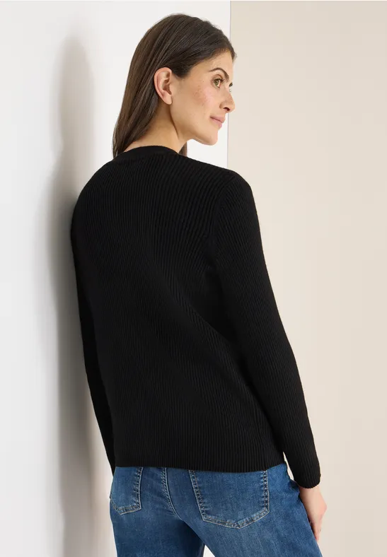 Cecil Damen Cardigan in Rippstruktur in Schwarz, Gr: L