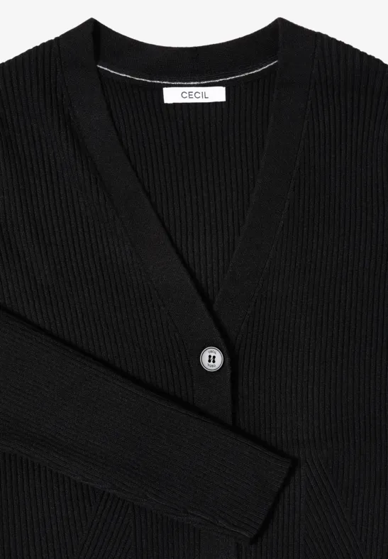 Cecil Damen Cardigan in Rippstruktur in Schwarz, Gr: L