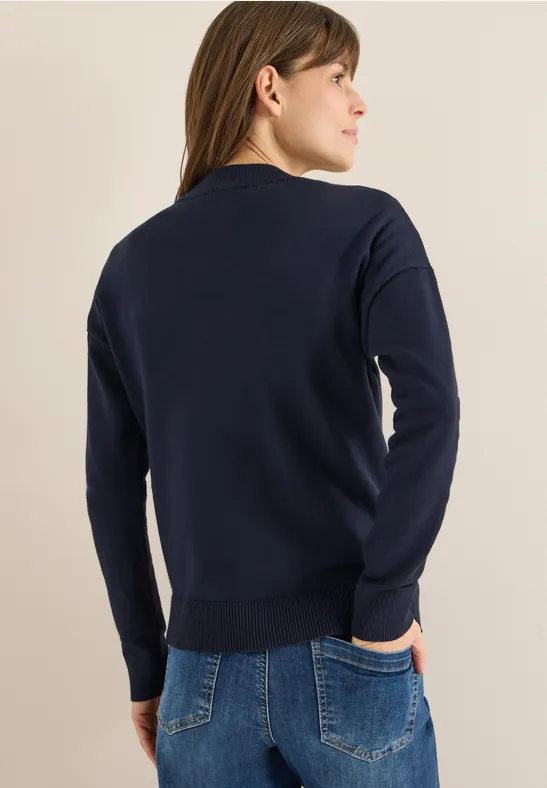 Cecil Damen Cosy College Cardigan in Blau, Gr: XL