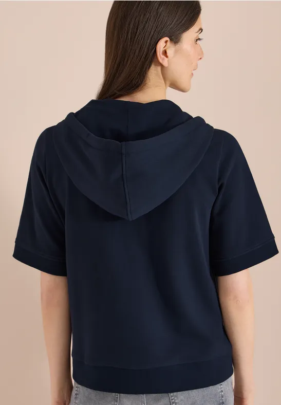 Cecil Damen Kurzarm Sweatjacke mit Kapuze in Blau, Gr: L
