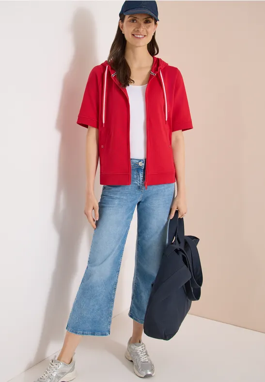 Cecil Damen Kurzarm Sweatjacke mit Kapuze in Rot, Gr: L