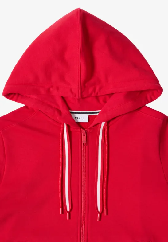 Cecil Damen Kurzarm Sweatjacke mit Kapuze in Rot, Gr: L