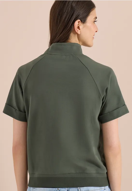 Cecil Damen Kurzarm Sweatjacke mit Zipper in Grün, Gr: 3XL
