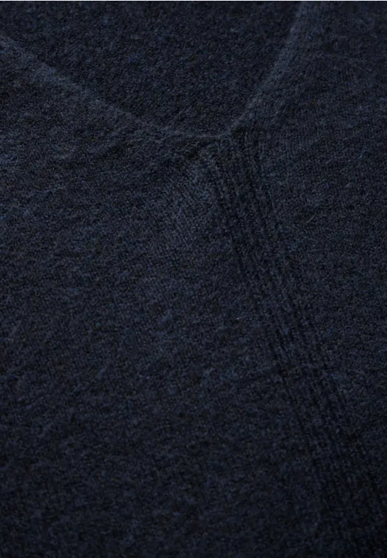 Cecil Damen Kuscheliger V-Neck Pullover in Blau, Gr: XS