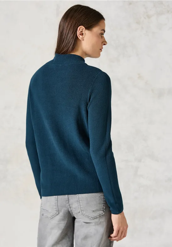 Cecil Damen Pullover mit Strukturmix in Blau, Gr: XXL