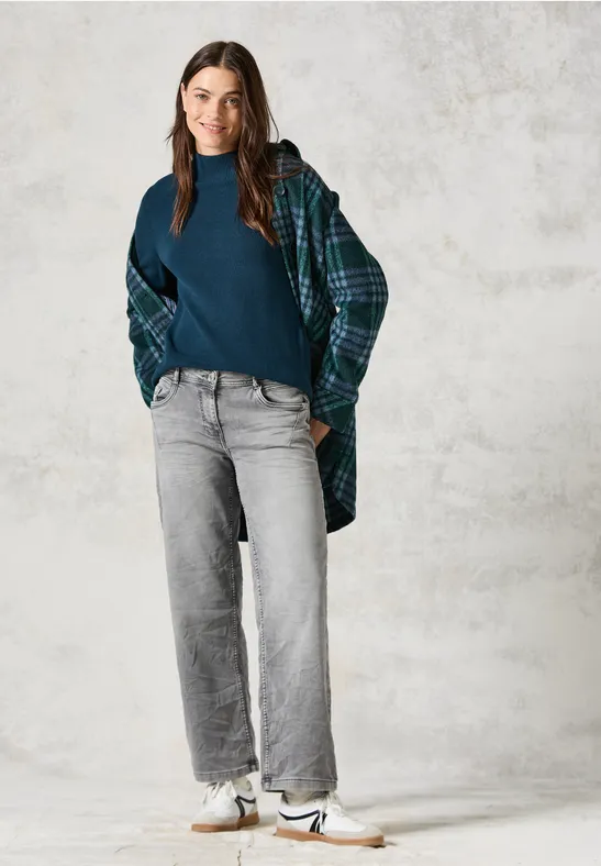 Cecil Damen Pullover mit Strukturmix in Blau, Gr: XXL