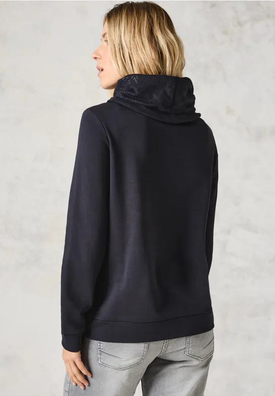 Cecil Damen Sweatshirt mit Schalkragen in Grau, Gr: M