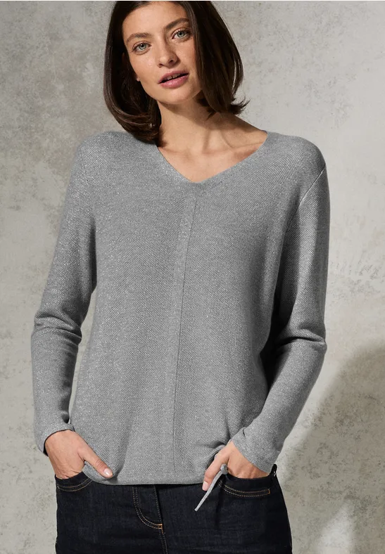 Cecil Damen Schimmernder Pullover in Grau, Gr: M