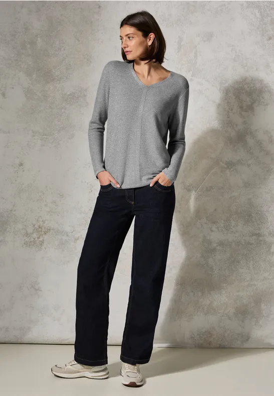 Cecil Damen Schimmernder Pullover in Grau, Gr: M