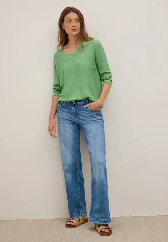 Cecil Damen V-Neck Strickpullover in Grün, Gr: S