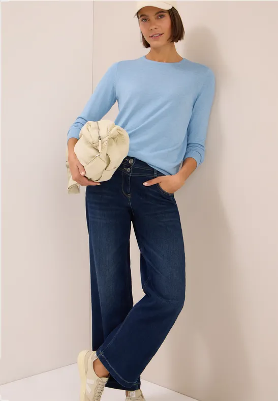 Cecil Damen Basic Pullover in Blau, Gr: M