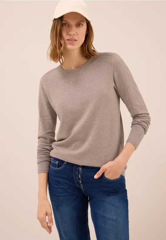 Cecil Damen Basic Pullover in Braun, Gr: S