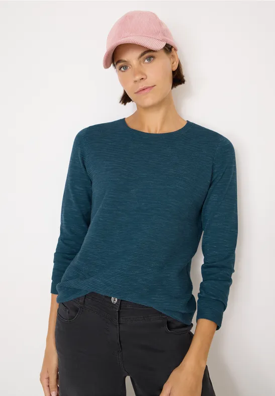 Cecil Damen Strukturpullover in Blau, Gr: XS