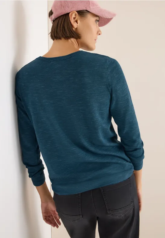 Cecil Damen Strukturpullover in Blau, Gr: XS