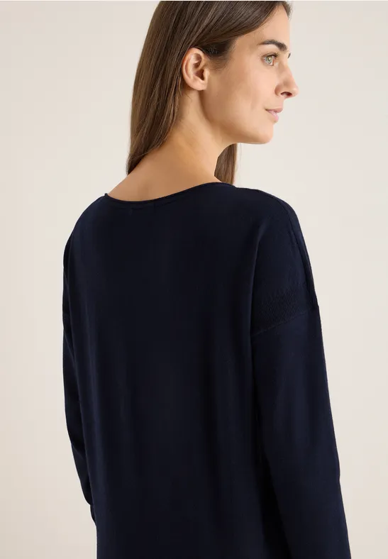 Cecil Damen Pullover mit Strukturdetail in Blau, Gr: S