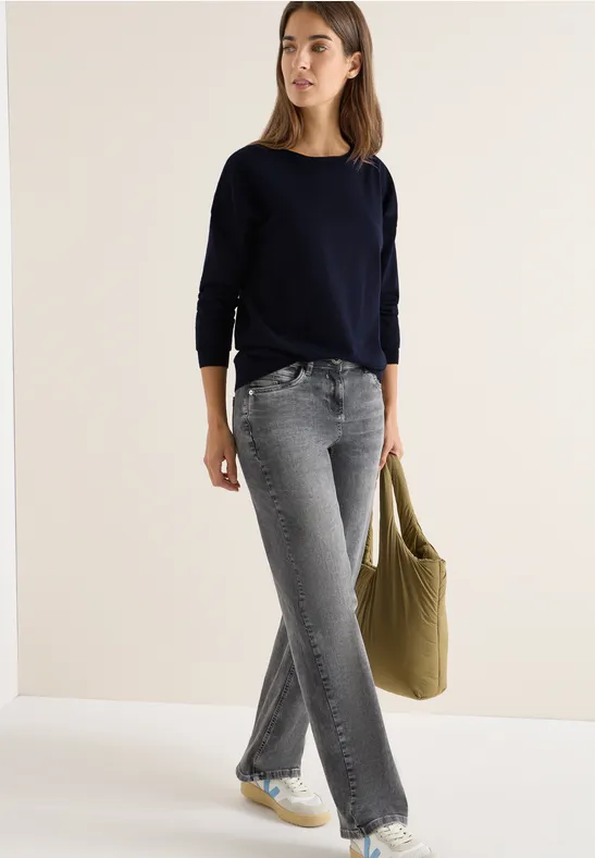 Cecil Damen Pullover mit Strukturdetail in Blau, Gr: S
