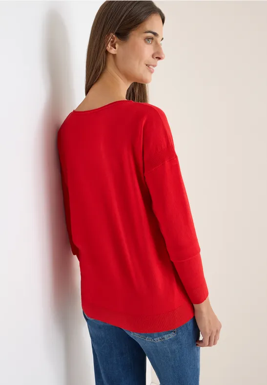 Cecil Damen Pullover mit Strukturdetail in Rot, Gr: L