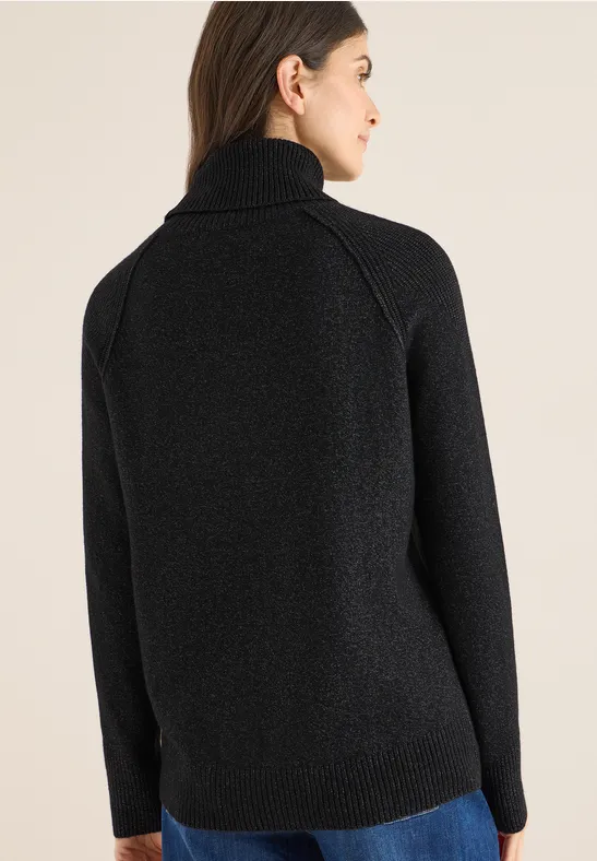Cecil Damen Strukturmix Pullover in Schwarz, Gr: M