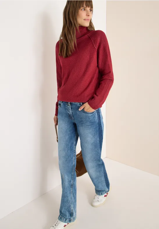 Cecil Damen Strukturmix Pullover in Rot, Gr: S