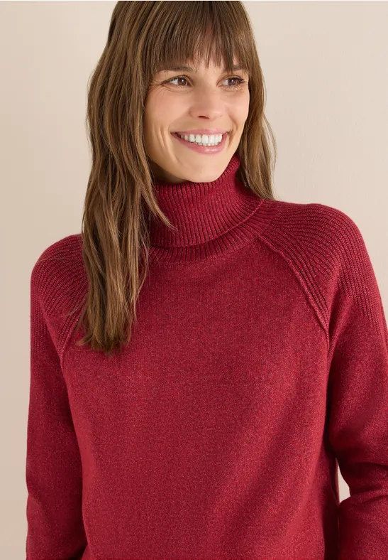 Cecil Damen Strukturmix Pullover in Rot, Gr: S