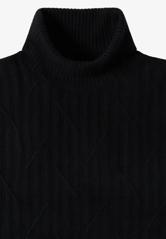 Cecil Damen Struktur Rollkragenpullover in Schwarz, Gr: S