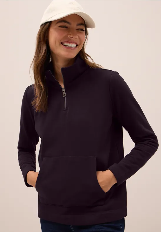 Cecil Damen Sweatshirt mit Zipper in Rot, Gr: XXL