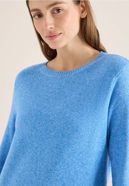 Cecil Damen Softer Pullover in Unifarbe in Blau, Gr: S