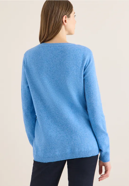 Cecil Damen Softer Pullover in Unifarbe in Blau, Gr: S