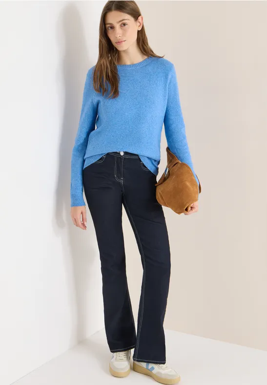 Cecil Damen Softer Pullover in Unifarbe in Blau, Gr: S