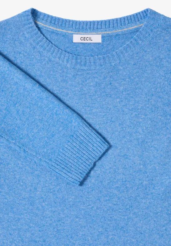Cecil Damen Softer Pullover in Unifarbe in Blau, Gr: S