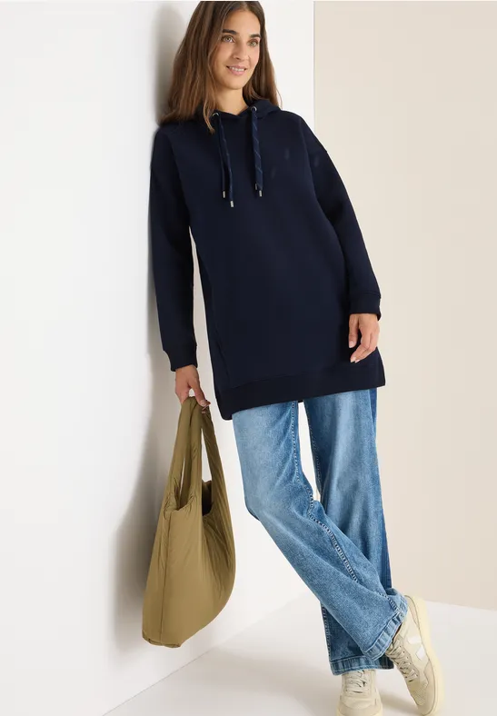 Cecil Damen Langer Kapuzenpullover in Blau, Gr: XS