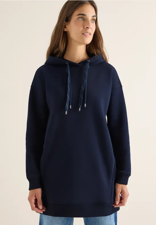 Cecil Damen Langer Kapuzenpullover in Blau, Gr: XS