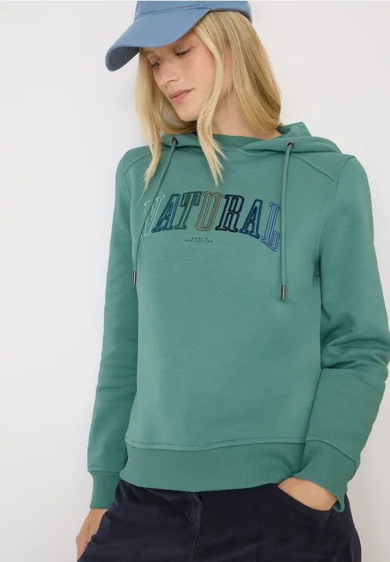 Cecil Damen Hoodie mit Wording in Grün, Gr: M