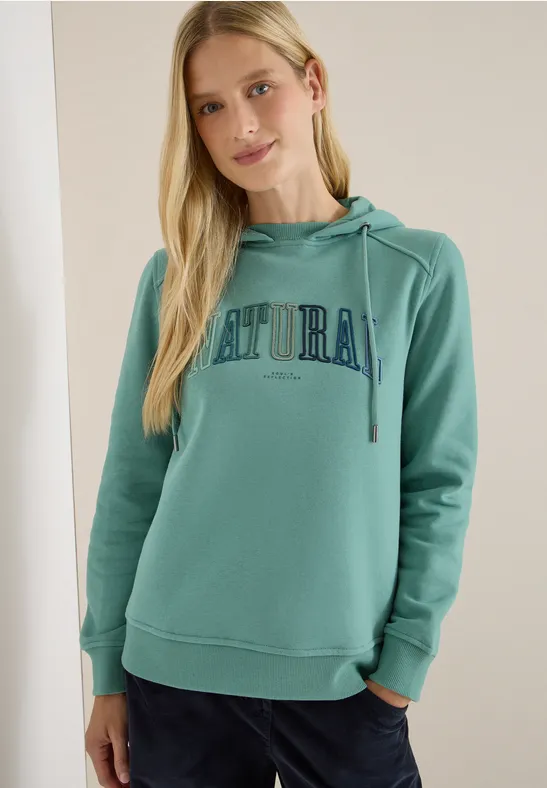 Cecil Damen Hoodie mit Wording in Grün, Gr: M