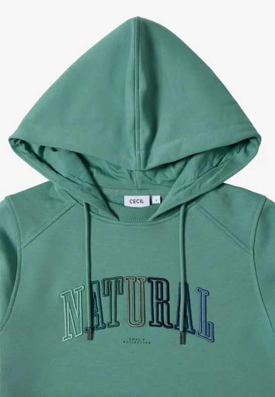 Cecil Damen Hoodie mit Wording in Grün, Gr: M