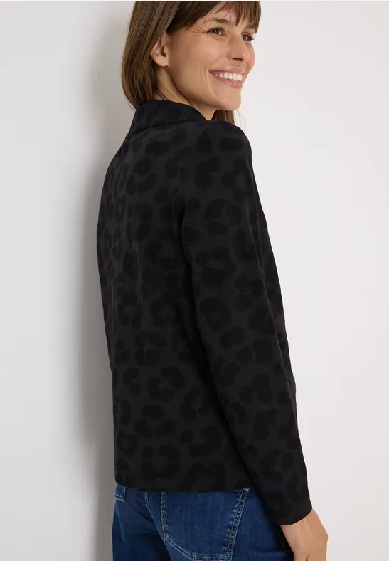Cecil Damen Leo Jacquard Pullover in Schwarz, Gr: XS