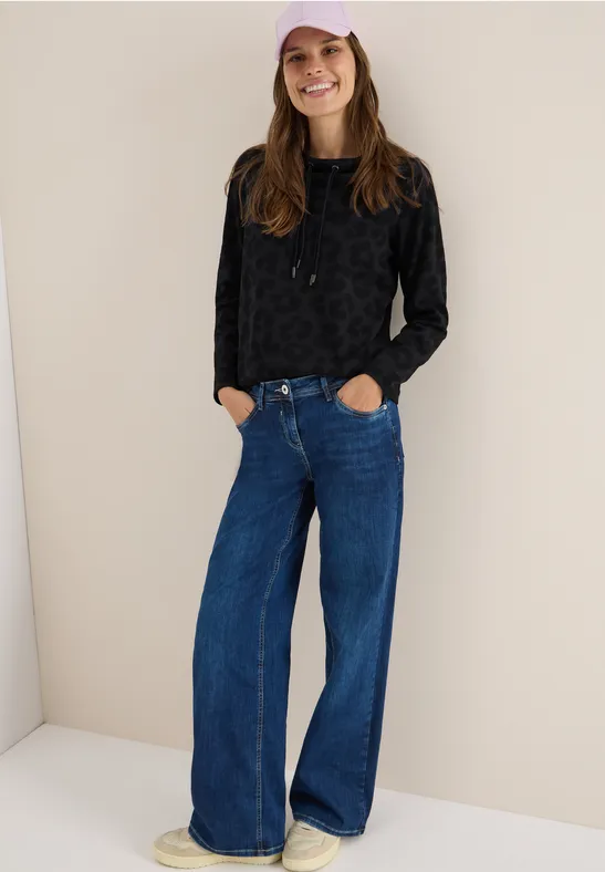 Cecil Damen Leo Jacquard Pullover in Schwarz, Gr: XS