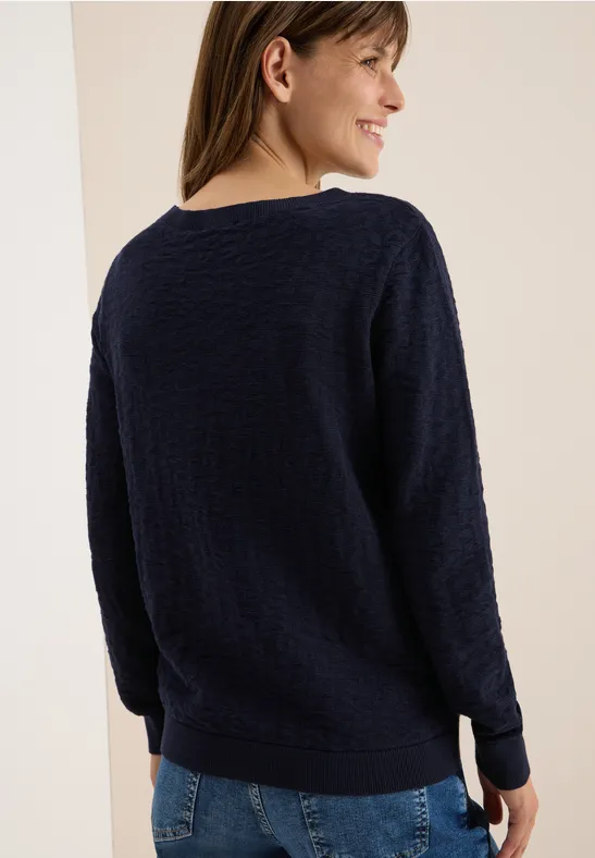Cecil Damen Leo Strukturpullover in Blau, Gr: L