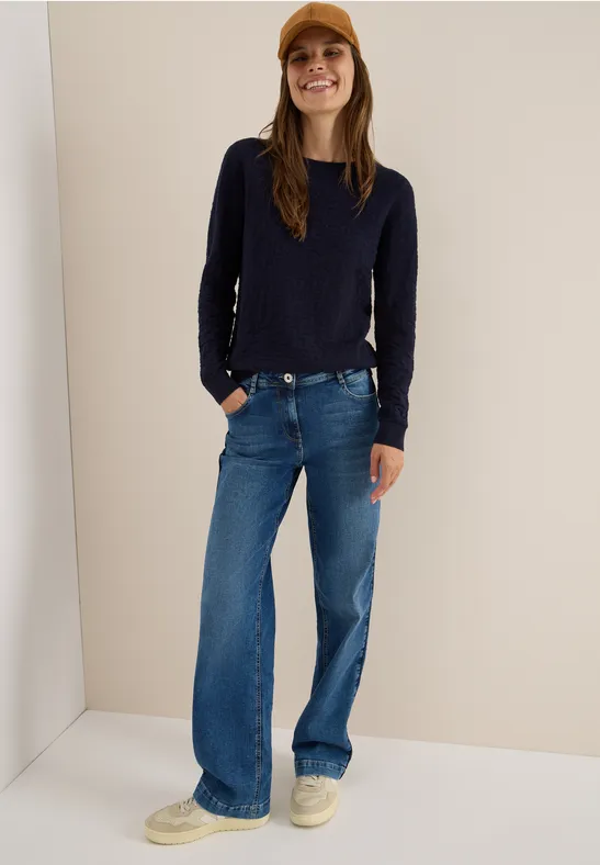 Cecil Damen Leo Strukturpullover in Blau, Gr: L