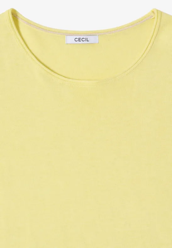 Cecil Damen Langarm Pullover mit Rippdetail in Gelb, Gr: XXL