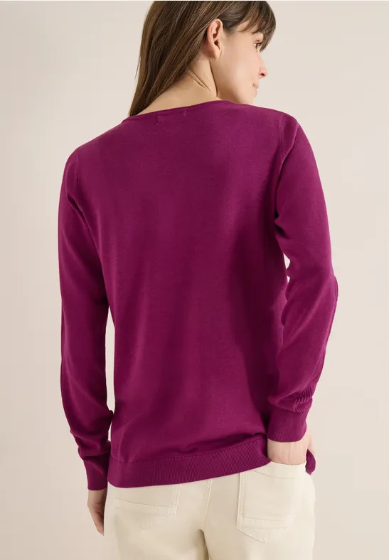 Cecil Damen Langarm Pullover mit Rippdetail in Pink, Gr: M