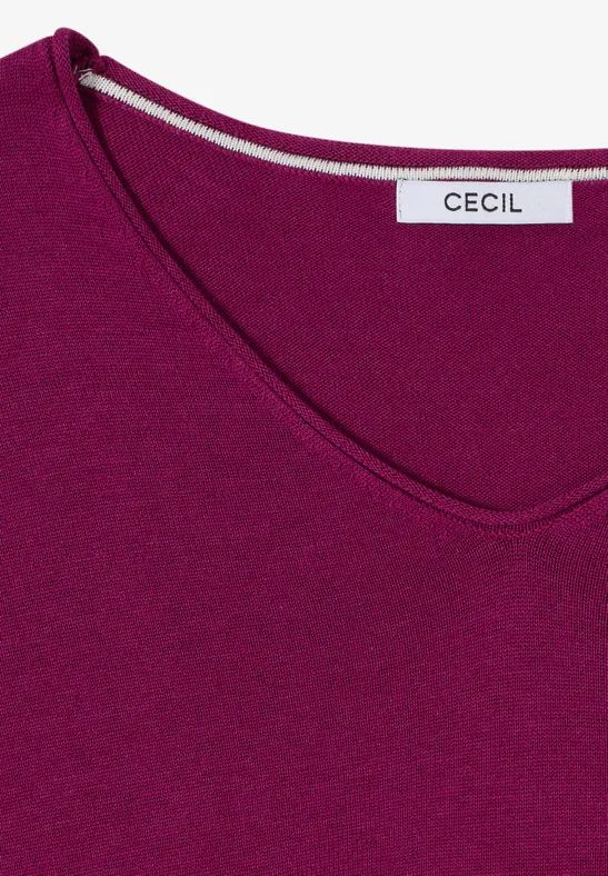 Cecil Damen Langarm Pullover mit Rippdetail in Pink, Gr: M