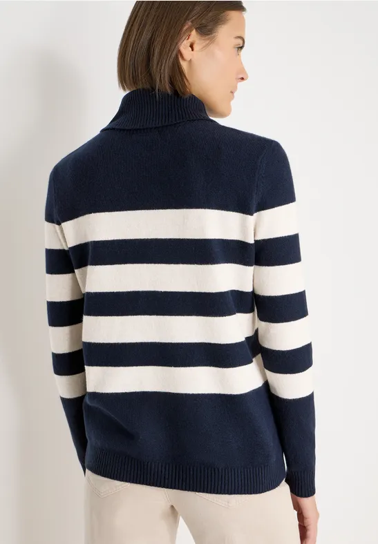Cecil Damen Softer Rollkragenpullover in Blau, Gr: M